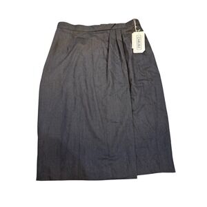 Vintage Dead‎ stock Carlisle Wool Gray Pencil Midi Skirt Size 16 Faux Wrap